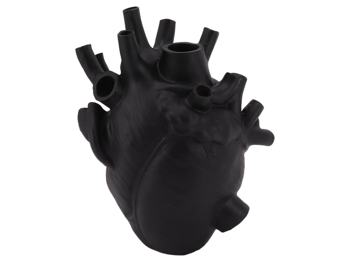Vaso Corazón Moderno Decorativo De Resina Macizo Para Hogar Oficina Boda Negro
