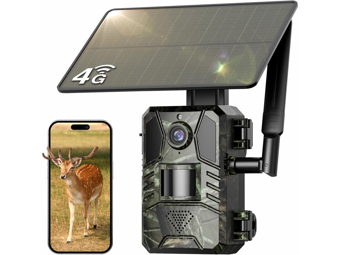 Cámara De Seguimiento Con Tarjeta Sim Integrada, Plan De Datos Ilimitados 4g, Transmisión En Vivo Hd 2k, Panel Solar De 4 W (verde)