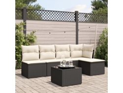 Set De Sofás De Jardín 6 Udsjuego De Muebles De Jardín Y Cojines Ratán Sintético Negro Cfw945985