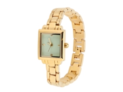 Reloj De Mujer De Acero Inoxidable Con Diamantes De Imitación Rectangulares, Resistente Al Agua Hasta 30 M, Moderno, Dorado.
