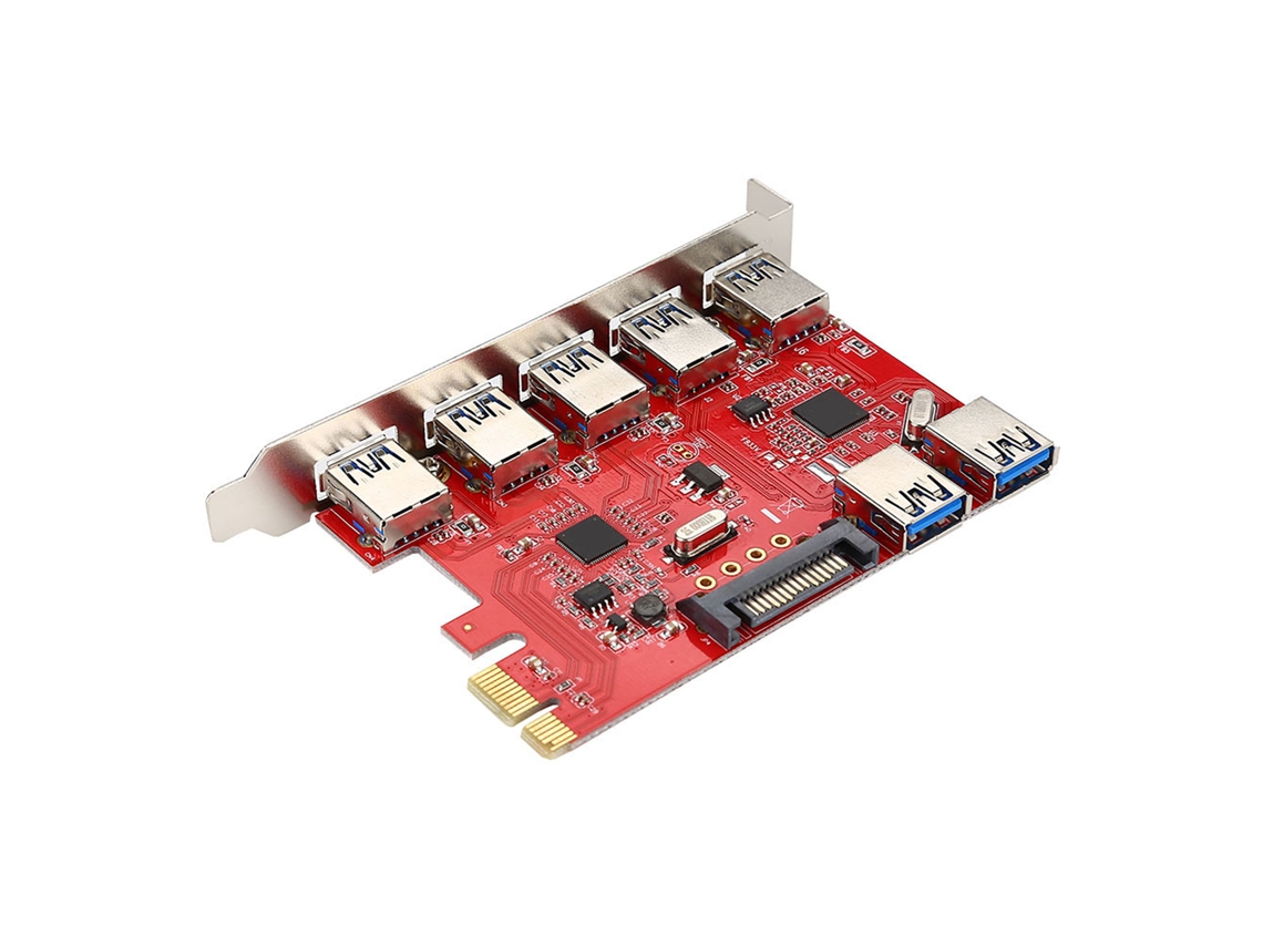 Baoj-2026tarjeta Adaptador Pci-e Para 5 Puertos Usb 3.0 Y 2 Puertos Usb 3.0 Con Rj45 1gbps Via
