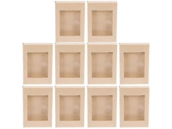 Juego de 10 cajas de regalo Kraft para galletas y pasteles, cajas de almacenamiento para manualidades con ventana transparente. Hengjian