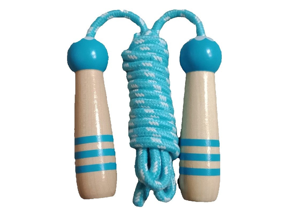 Cuerda de saltar infantil Mdug, azul, 2,13 metros, ajustable, de algodón, con mango de madera, apta para niños y niñas. (7 pies)