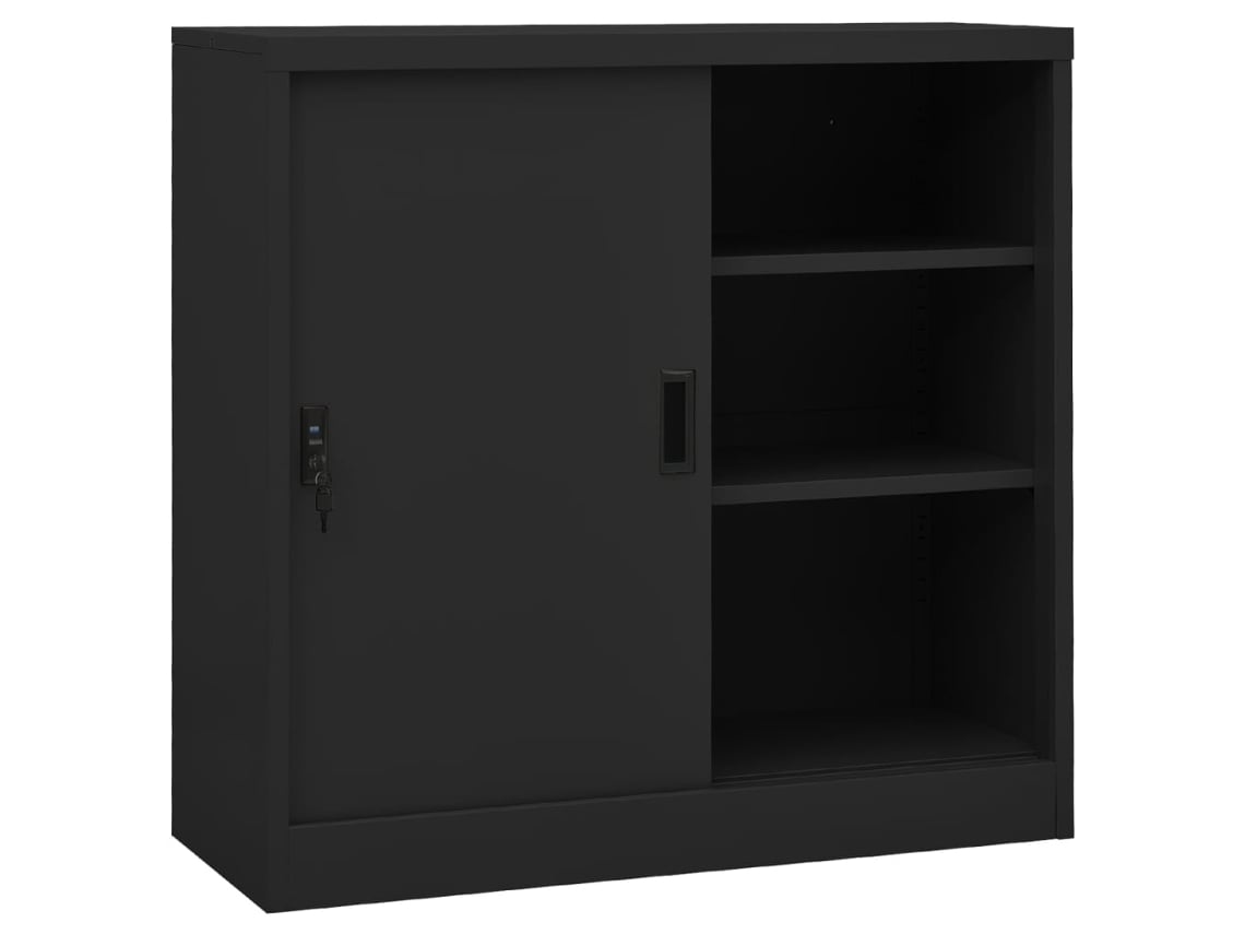 Armario de oficina con puerta corredera, 90 x 40 x 90 cm, acero antracita, DKD HOME DECOR