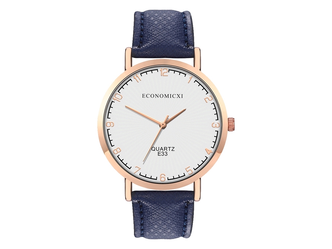 Reloj De Pulsera Unisex Con Correa De Pu, Esfera Redonda, Reloj De Cuarzo Informal