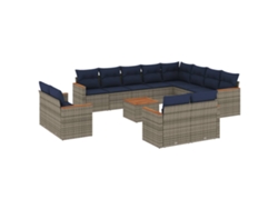 Maison Exclusive - Conjunto De Sofá De Jardín De 13 Piezas Con Cojines, Poliratán Gris