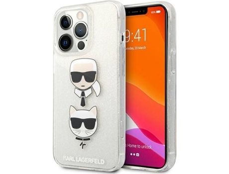 Carcasa Apple KARL LAGERFELD iPhone 13, 13 Pro Glitter 56 Plateado