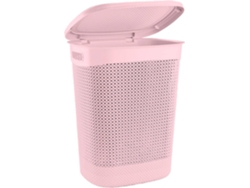 Cesta Lavandería Alta Rectangular 7h HOUSE con Tapa Rosa 52 Litros