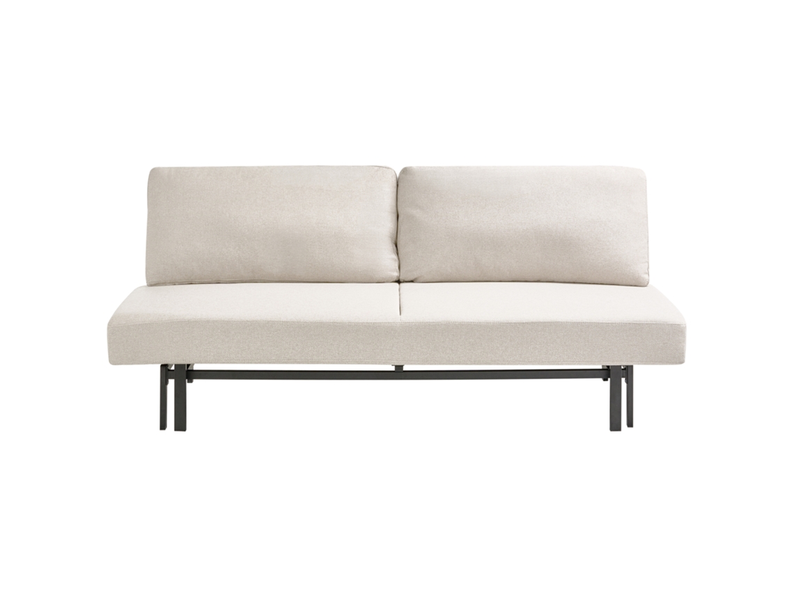 Sofá Sem Repousa-braços Com Função De Dormir Beliani Roykka De Tecido Branco 201x136