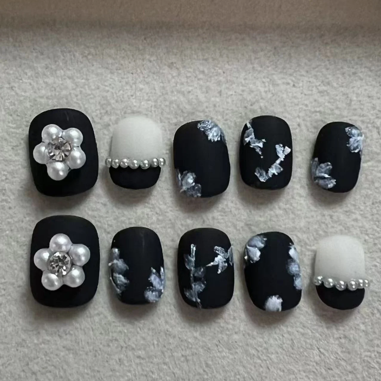 (b166-m) Paquete De 10 Pegatinas De Uñas Postizas Hechas A Mano, Estilo Ojo De Gato, Cortas, Estilo Ballet.