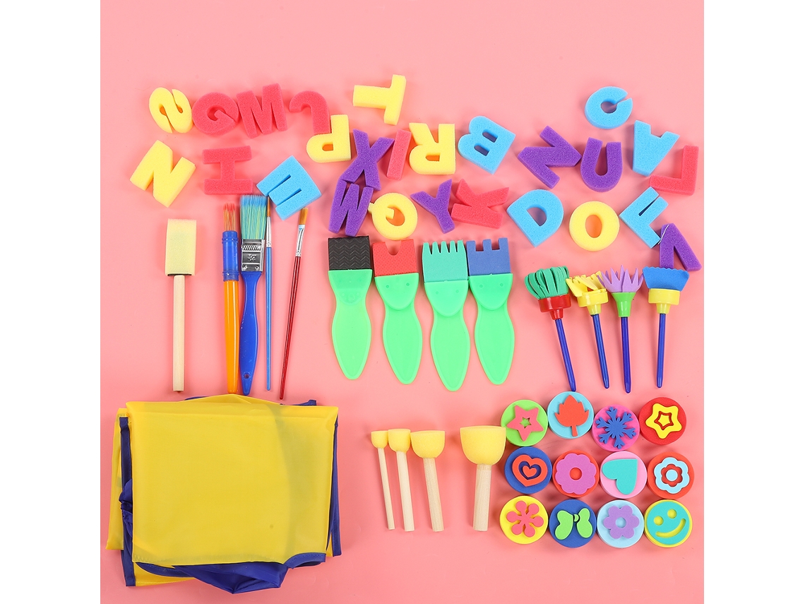 Kits Con Pinceles, Esponjas, Sellos, Letras, Delantal, Pendientes, Material Educativo Para Niños De 2 A 6 Años.