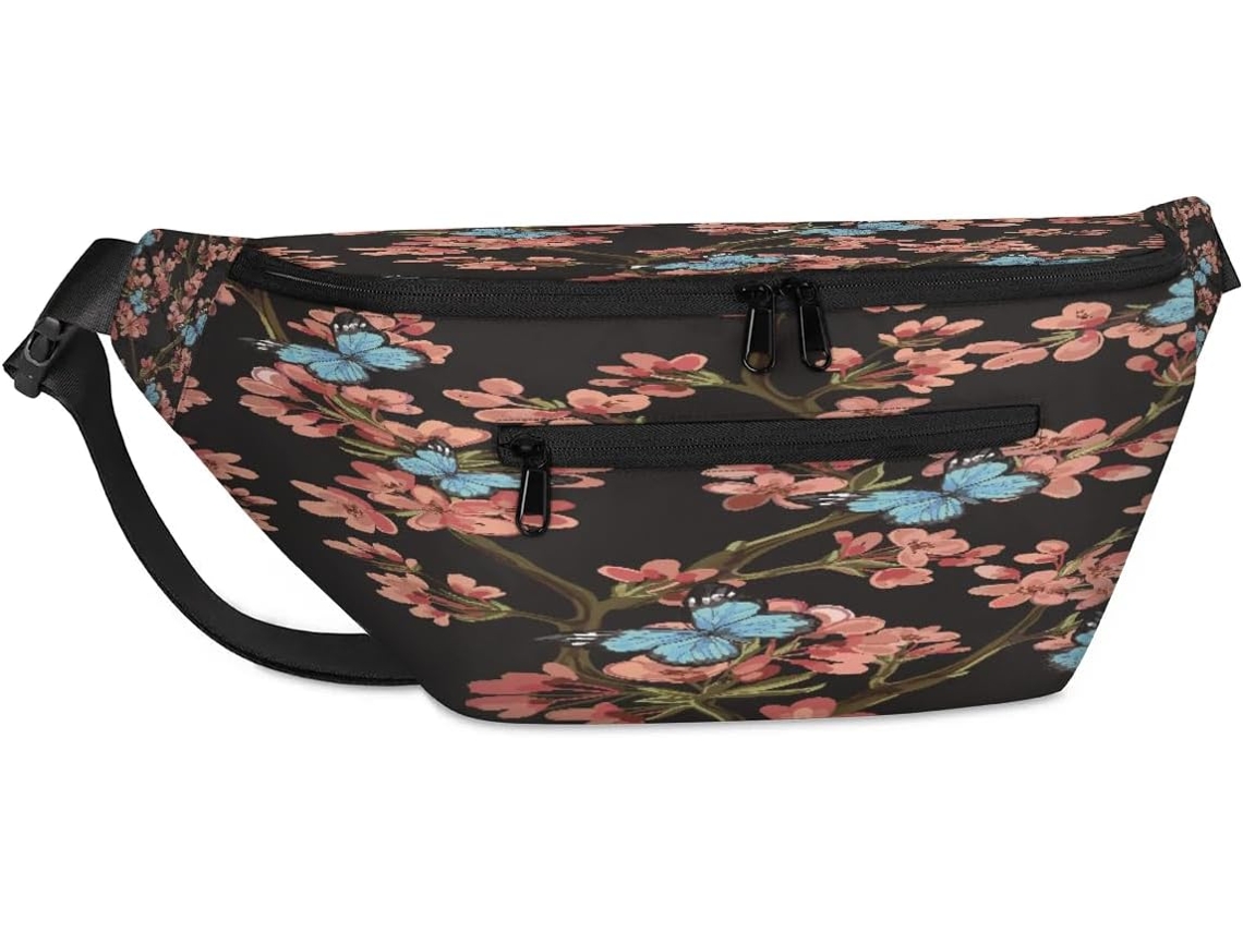 Bolso de hombro unisex TROPICALLIFE con flores y mariposas (38x25,9x19cm)