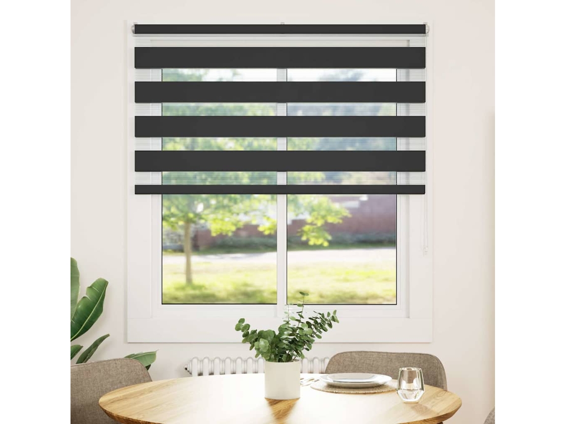 Maison Exclusive - Estor Cebra Negro 135x150 Cm Tejido Ancho 130,9 Cm Poliéster