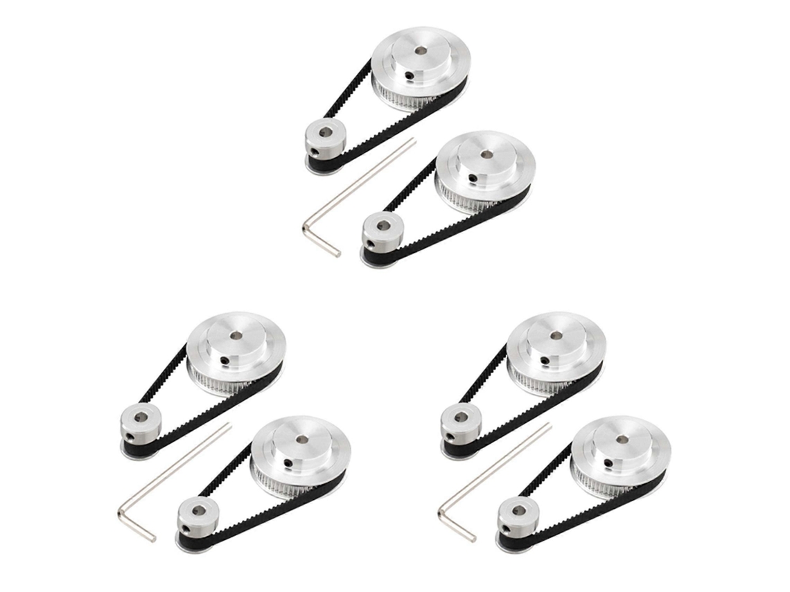 6 Kit Gt2 Synchronous Wheel 2060 Teeth 5mm Bore,aluminum Timing Pulley With 6 Pcs Length 200mm Width 6mm Belt(bore 5mm)
