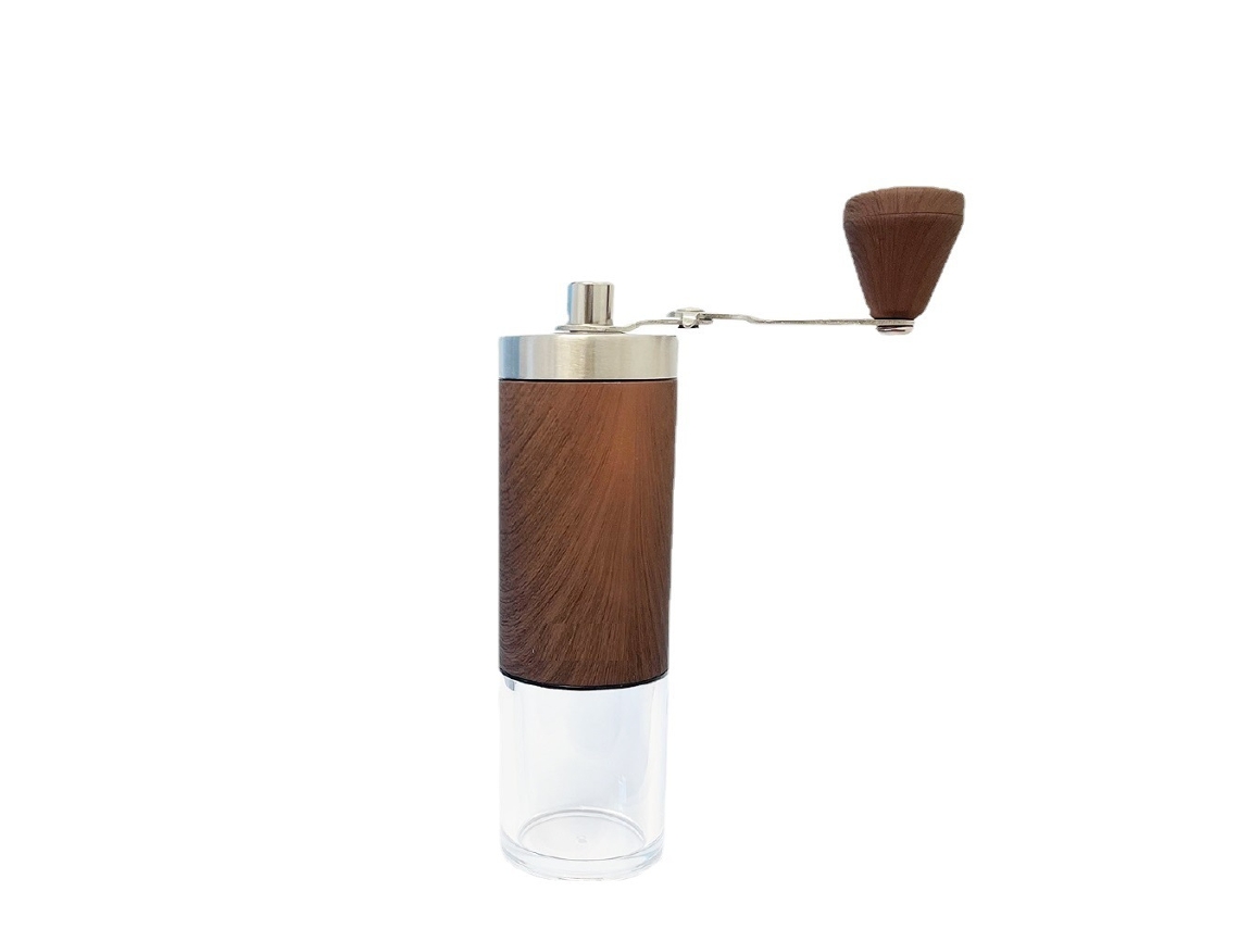 Molinillo de café manual con acabado de madera, ajustes ajustables, molinillo de café portátil con manivela. Sfushos