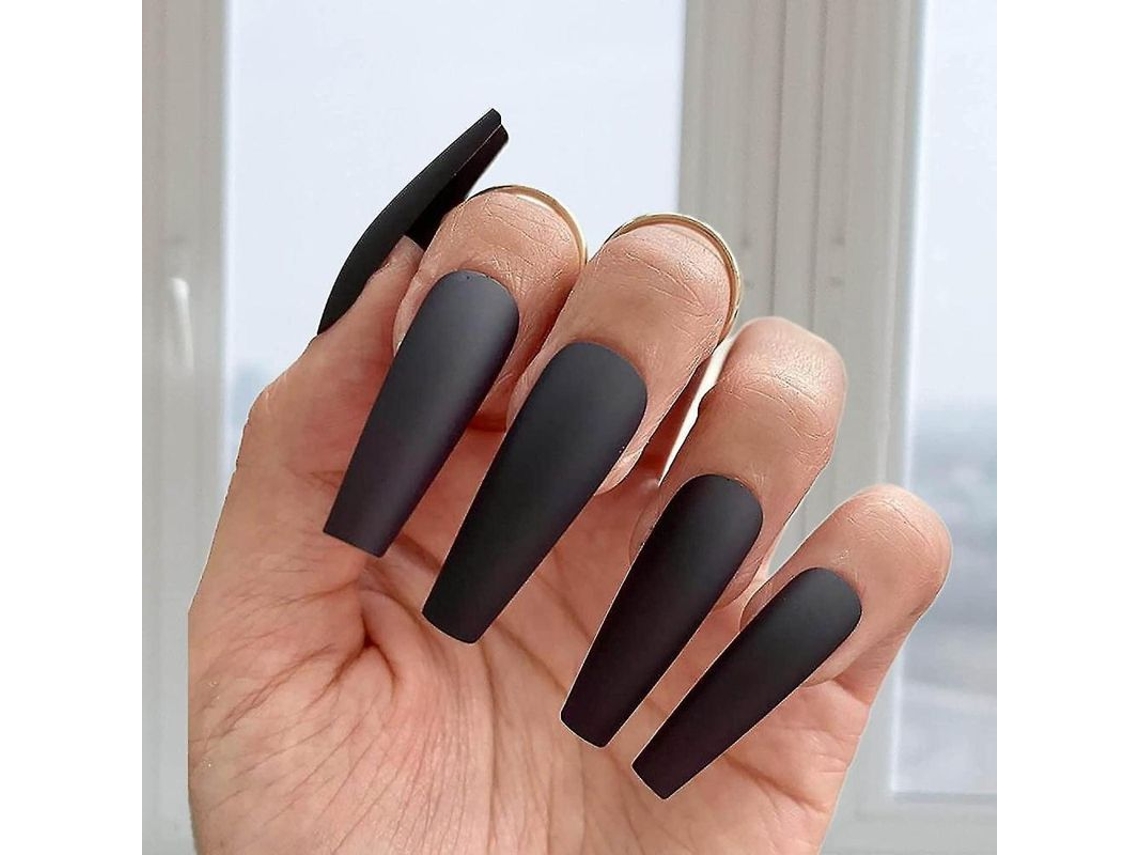 Uñas Postizas Acrílicas Largas Mate Estilo Bailarina, 24 Piezas, De Fácil Colocación, Tamaños Surtidos.