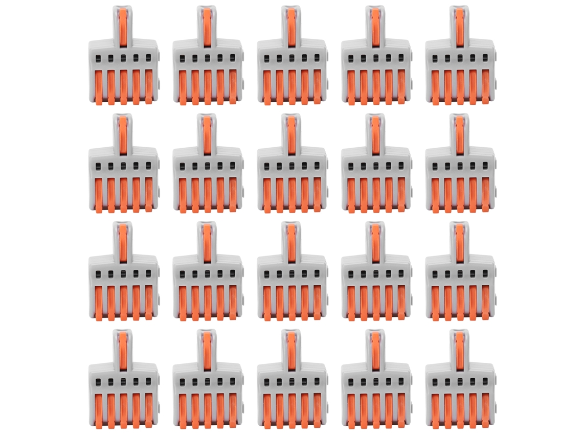 2026velora-20 Piezas Conector Rápido Spl 1 En 5 Salidas Empuje Divisor Terminal De Cable Cobre Y Pc Naranja