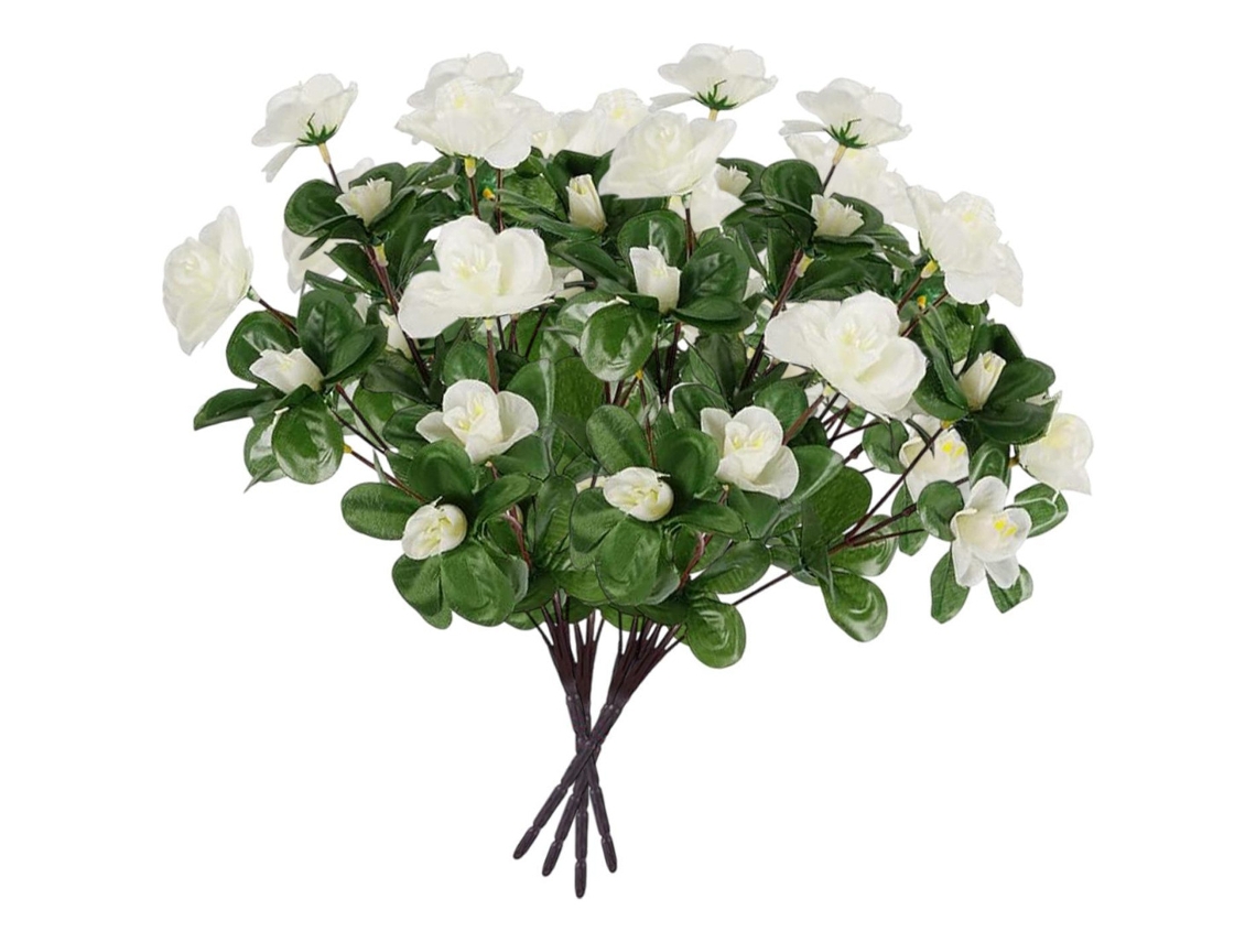 Paquete de 4 flores artificiales blancas y falsas para exteriores de slowmoose