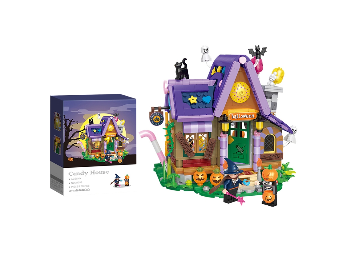 Ats-kit De Construcción De Mini Casa De Halloween Con Ladrillos Divertido Y Educatsivo Para Niños Y Niñas