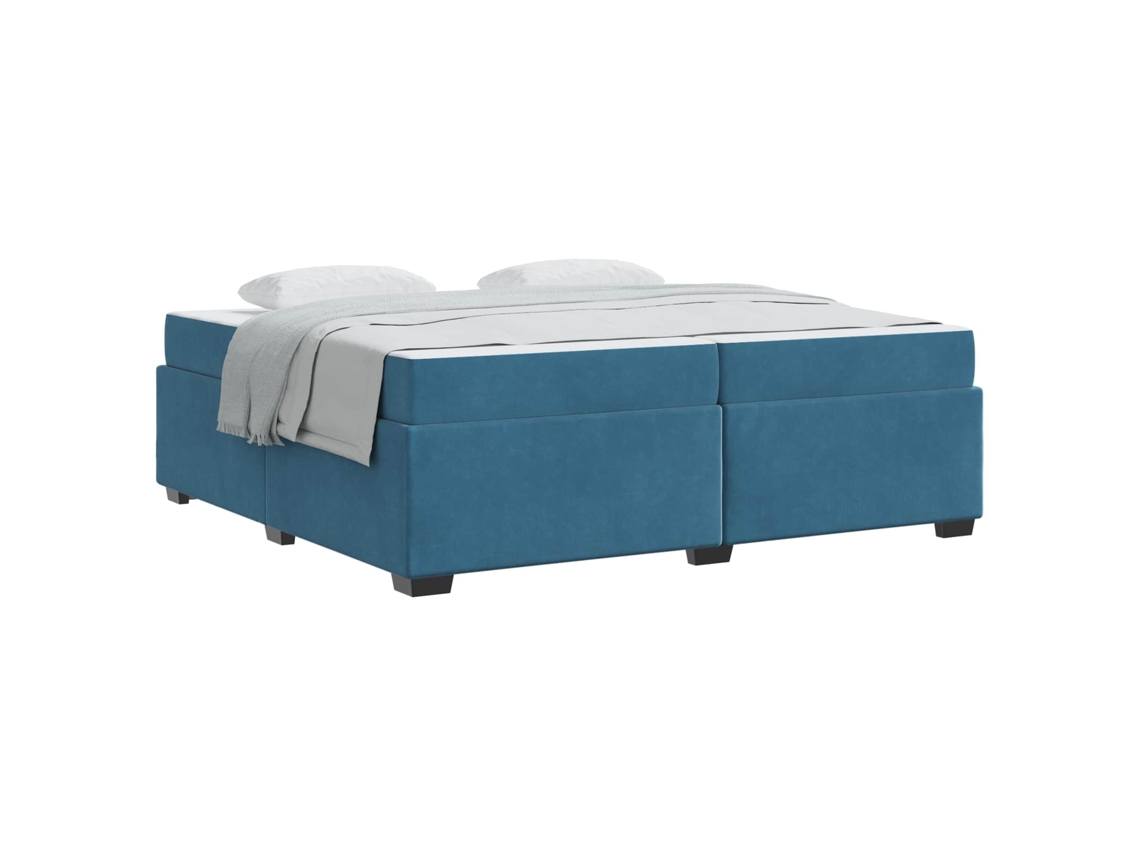 Maison Exclusive - Estructura De Cama Con Colchón Azul Oscuro 200 X 200 Cm Tela