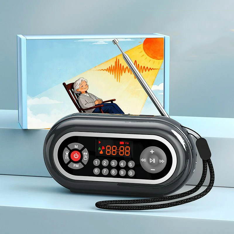 Mini Radio Con Pantalla Led (gris) - Fm - Recargable - Altavoz Bluetooth - Tarjeta Tf - Usb - Auriculares