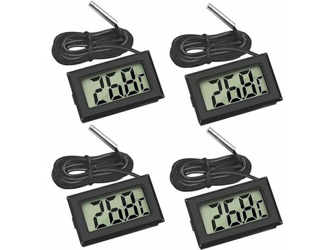 Termómetro Digital Lcd Con Sonda Sensor Para Refrigerador Congelador Acuario - 4 Unidades Negras