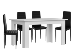 Pack Mesa de Comedor o Cocina Blanco 4 Sillas en Polipiel/metal Negro