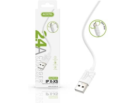 Cable para iPhone 12 Pro Max ACCETEL CU-1903 (Lightning - 0.25 m - Blanco)