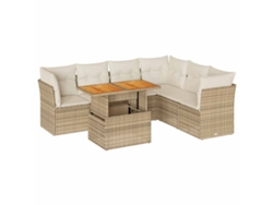 Maison Exclusive - 7 Pcs Conjunto De Sofás P/ Jardim Com Almofadões Vime Pe Bege