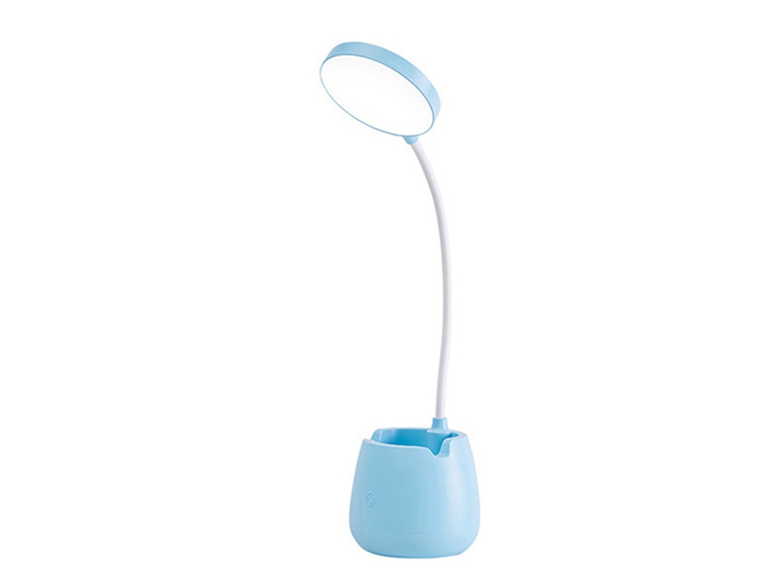 Lámpara De Escritorio Led Recargable Con Protección Ocular, Soporte Para Teléfono Móvil Y Portalápices, Usb 5w