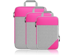 Cubos De Embalaje De Compresión, Bolsas De Malla De Almacenamiento Elásticas CHRUI Rosa, Juego De 3 Piezas