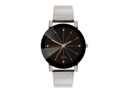 Reloj De Pulsera Unisex De Cuarzo Con Correa De Malla, Elegante Diseño Plateado Con Diamantes.