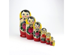 Muñeca Matryoshka Rusa Tradicional Semyonov, Amarilla, 7 Piezas, Juego De Regalo De Madera