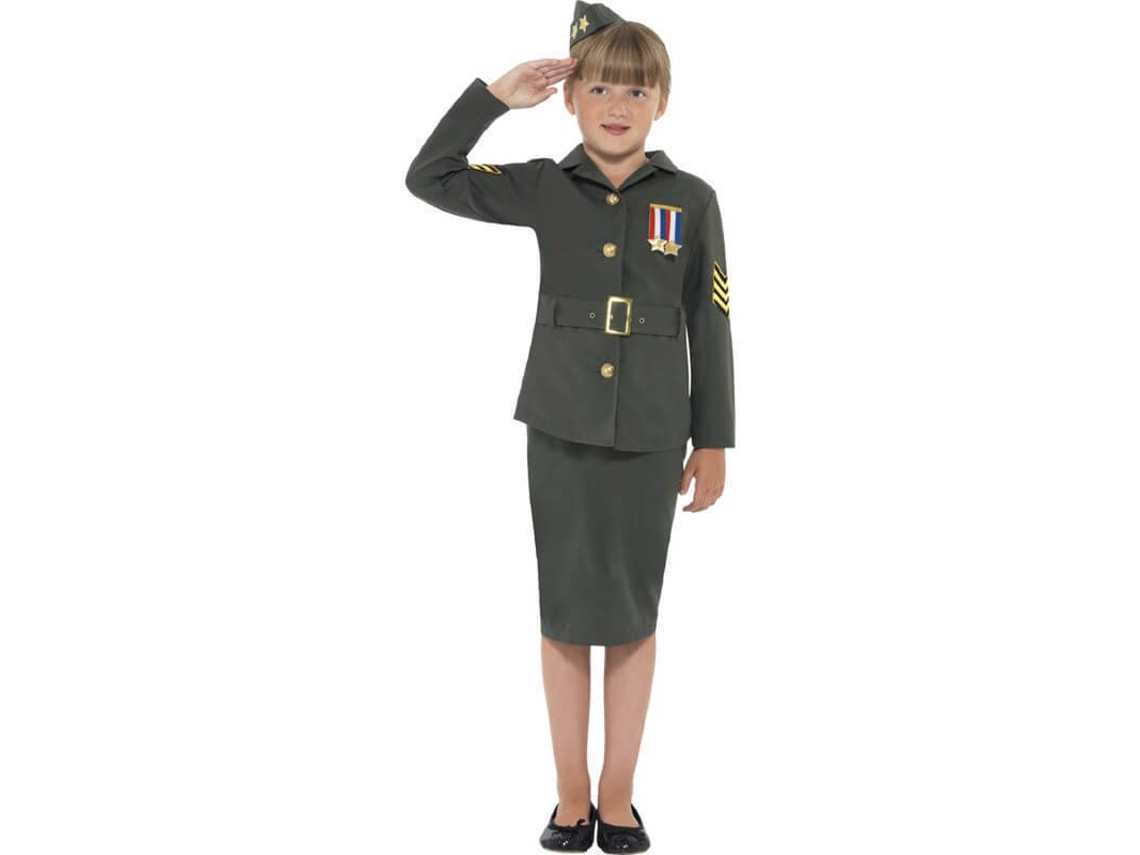 Disfraz de Niña DISFRAZZES Militar De La 2ª Grande Guerra (Talla: 7 a 9 años)
