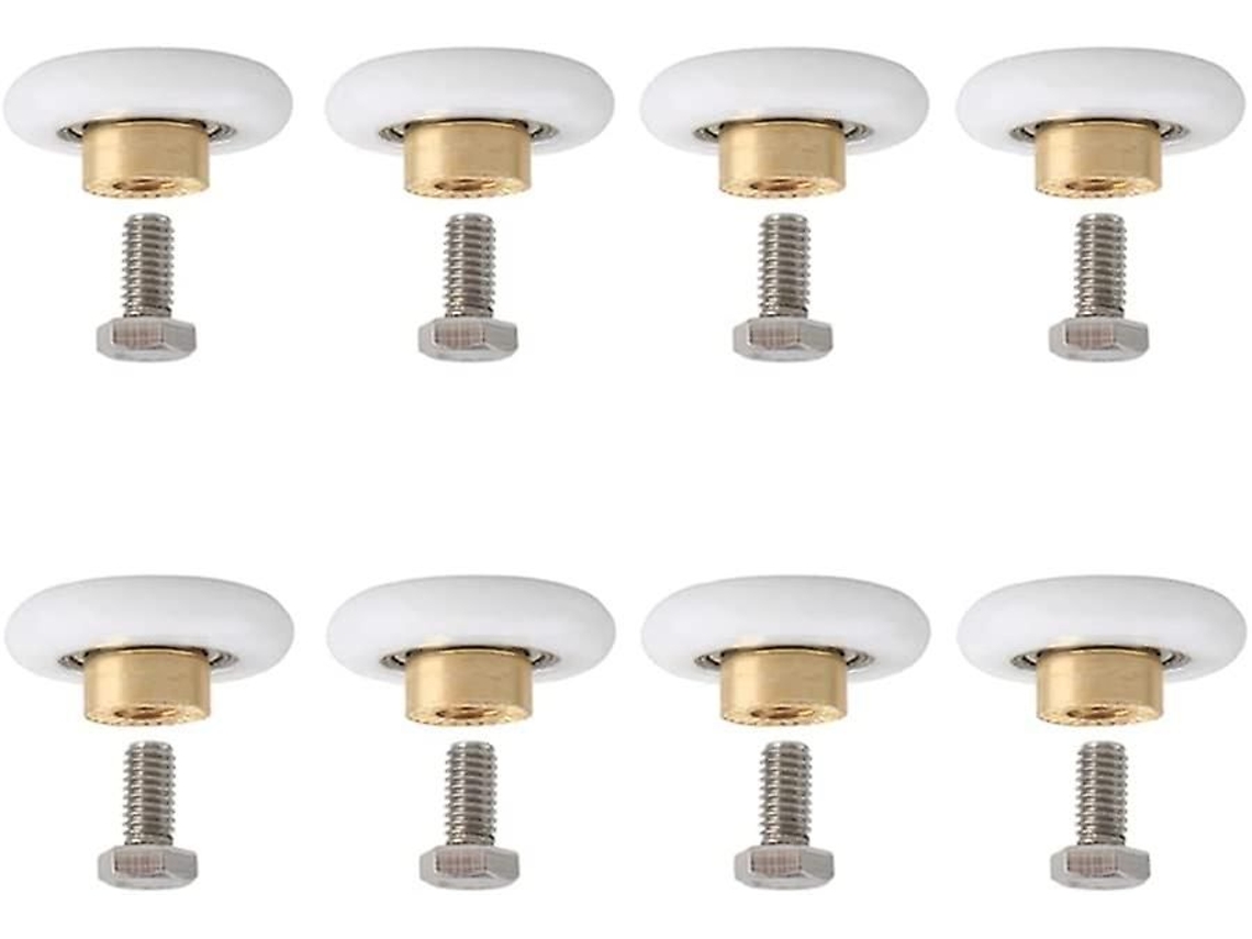 Pack 8 ruedas 20mm para puerta ducha blanca. Tornillos M6 incluidos. Repuesto.