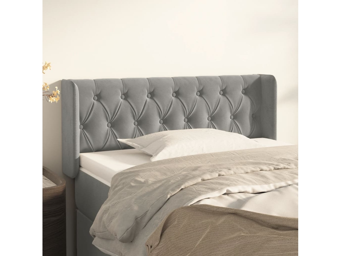 Cabecero de terciopelo gris claro 93x16x78/88 cm