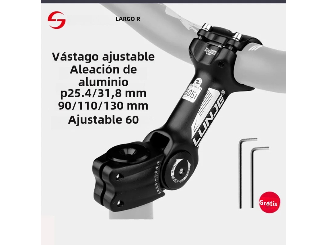 Potencia de bicicleta de carretera MTB ajustable 90/110/130 mm para horquilla de manillar de 25,4/31,8 mm