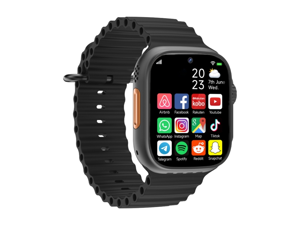 Reloj inteligente con ranura para tarjeta de red 4G y cámaras duales frontal y trasera. (negro)