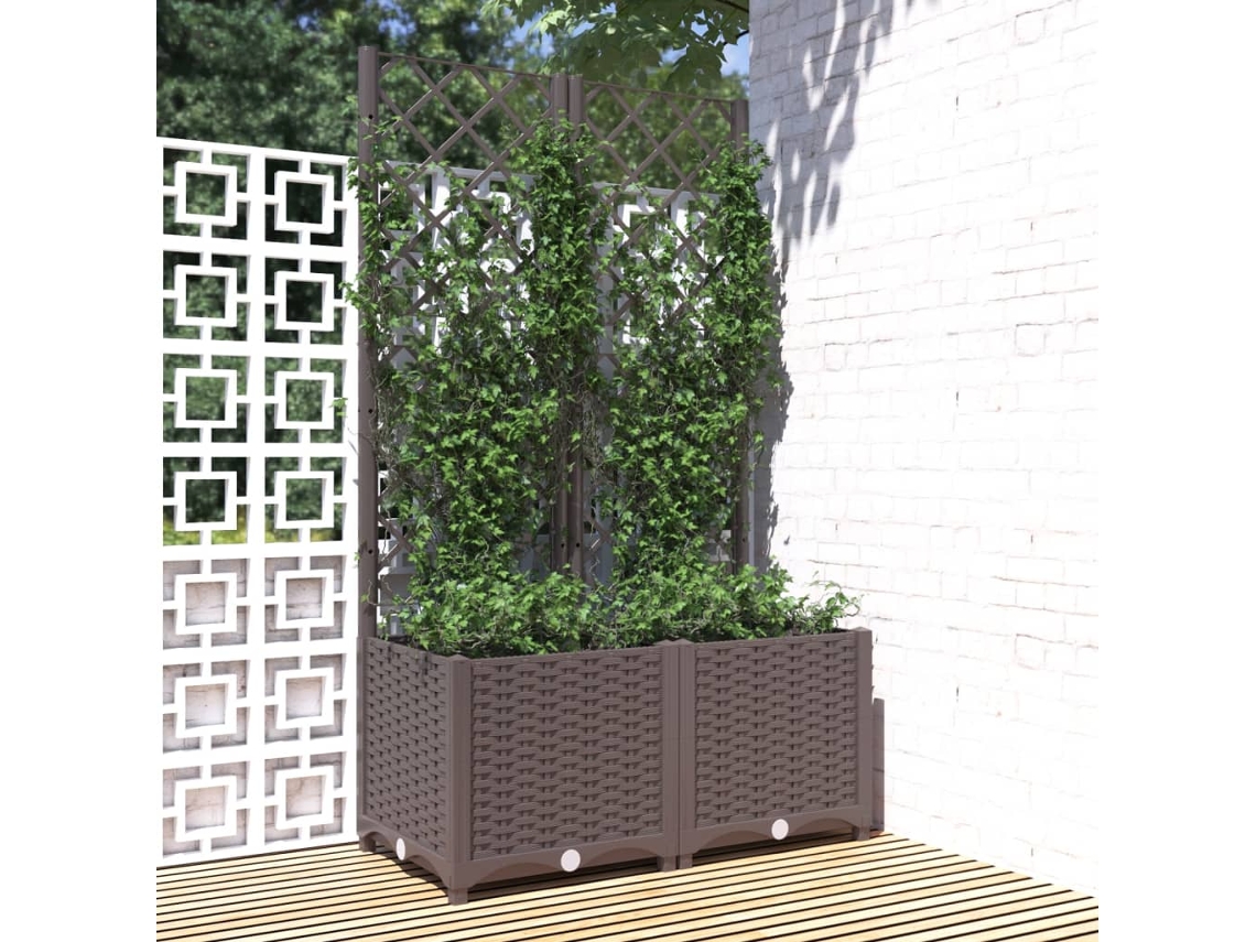 Maceta/Jardinera de Jardín con Enrejado 80X40X136 Cm PP Castaño