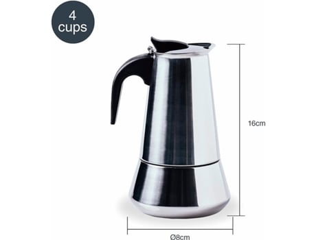 Cafetera de 4 Tazas en Acero Inoxidable LACOR 18/10