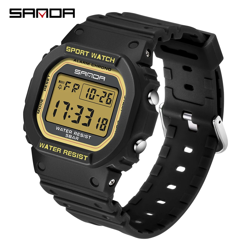 Reloj Deportivo Impermeable Para Hombre (dorado), Con Función De Cronómetro Para Correr.