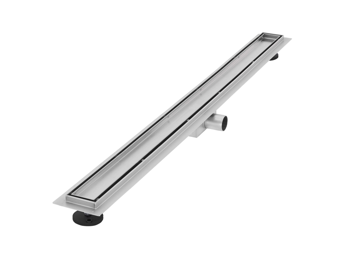 Canal de ducha de acero inoxidable alicatable 100 cm y sifón Juego completo Plata Plana LUXEBATH