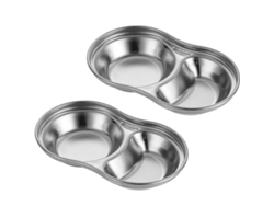 Juego de 2 platos laterales de acero inoxidable con divisores MEOIRUERY