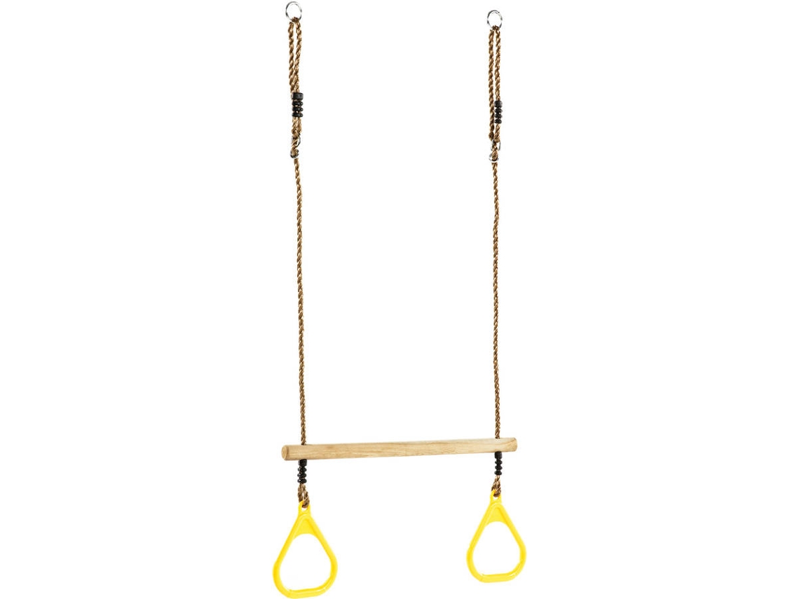 Trapecio de anillas KBT de madera con anillas amarillas