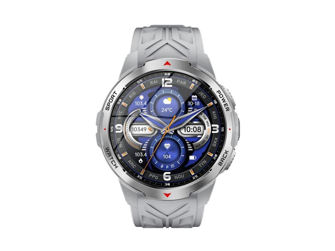 Reloj inteligente deportivo para actividades al aire libre con pantalla TFT de 1,7 pulgadas, linterna potente y resistencia al agua de 3 ATM (gris plateado)