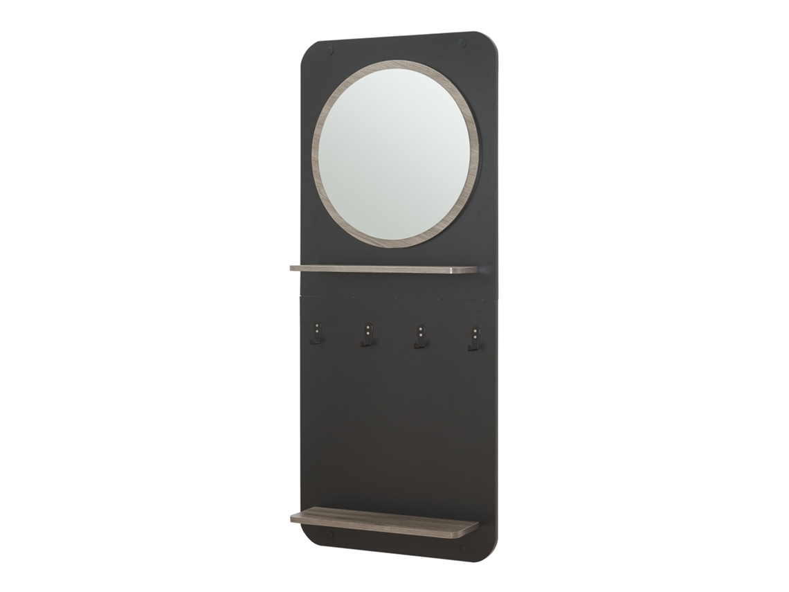 Perchero panel Helsinge con 4 ganchos 140x60x16 cm - Negro mate [EN.CASA]