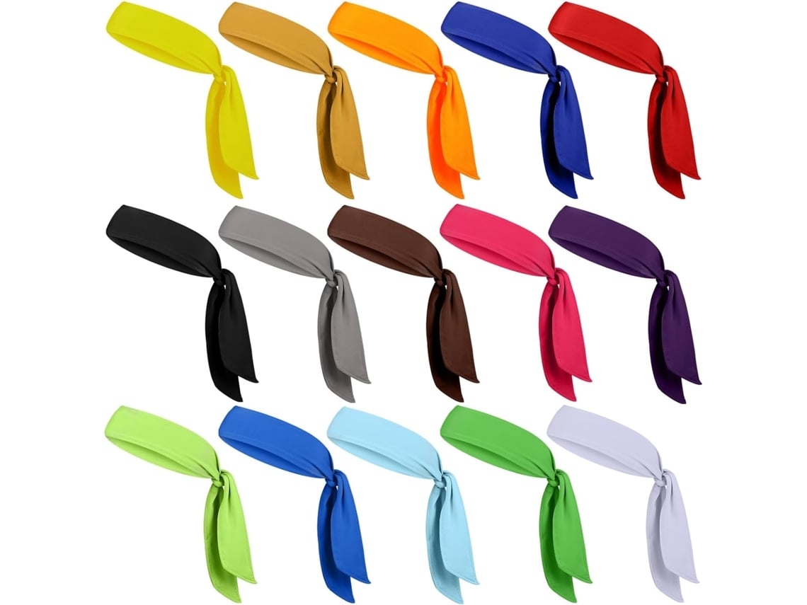 Paquete De 15 Diademas Deportivas Ligeras Y Cómodas Para El Cabello, De Poliéster Y Elastano.