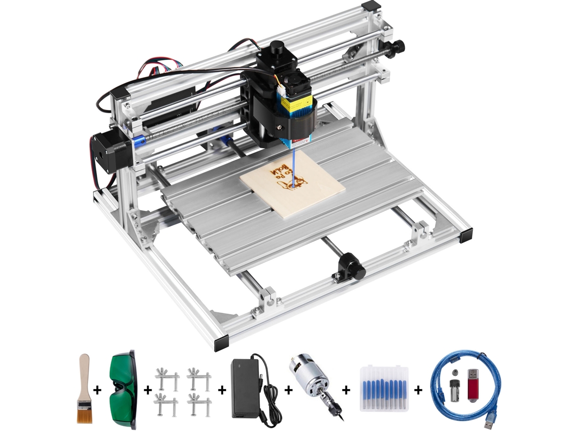 Máquina de grabado CNC de 3 ejes Succebuy 3018 DIY con grabador láser de 500 mW, fresadora de madera PVB PCB