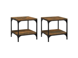 Juego de 2 mesas auxiliares de madera ahumada de MAISON EXCLUSIVE (40x40x40 cm)