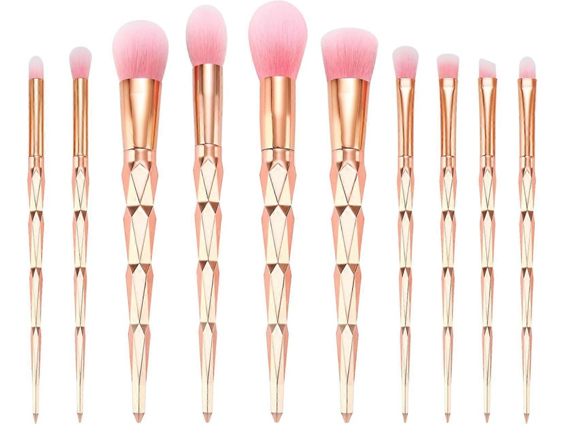 Juego de 10 brochas de maquillaje doradas para base, polvos, rubor, difuminado y sombras de ojos. Rosewell